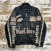 Marlboro Vintage Leather Racing Black Leather Jacket