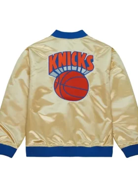 Mauro New York Knicks Team OG 2.0 Gold Satin Bomber Jacket Back