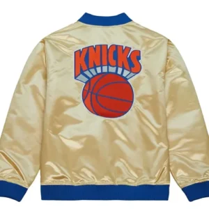 Mauro New York Knicks Team OG 2.0 Gold Satin Bomber Jacket Back