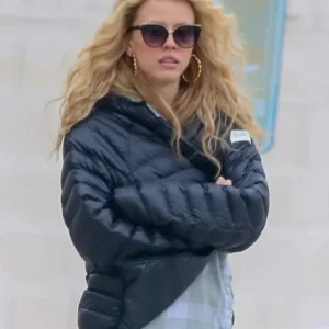 Mia Goth MaXXXine 2024 Blue Hooded Puffer Jacket