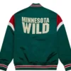 Minnesota Wild Heavyweight Green Satin Varsity Jacket Back