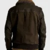 Mitchell Brown MA-1 Shearling Collar Bomber Leather Jacket Back