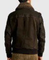 Mitchell Brown MA 1 Shearling Collar Bomber Leather Jacket Back