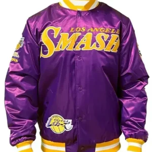 My Hero Academia Los Angeles Lakers Satin Bomber Jacket For Men
