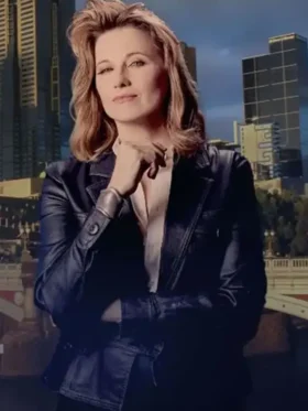 My Life Is Murder Lucy Lawless Black Leather Jacket