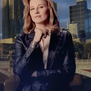 My Life Is Murder Lucy Lawless Black Leather Jacket