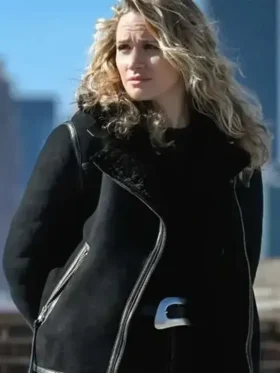 Nina Chase FBI S04 Black Shearling Leather Jacket For Women
