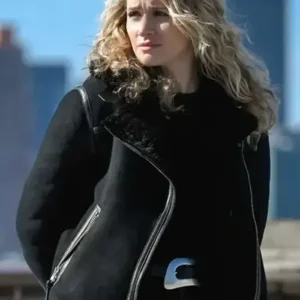 Nina Chase FBI S04 Black Shearling Leather Jacket For Women
