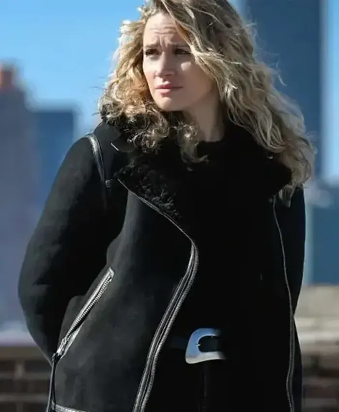 Nina Chase FBI S04 Black Shearling Leather Jacket For Women