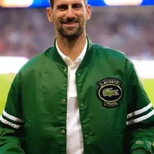 Novak Djokovic Lacoste Green Satin Bomber Jacket