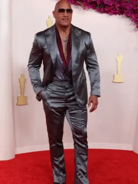 Oscar Award 2024 Dwayne Johnson Grey Metallic Suit