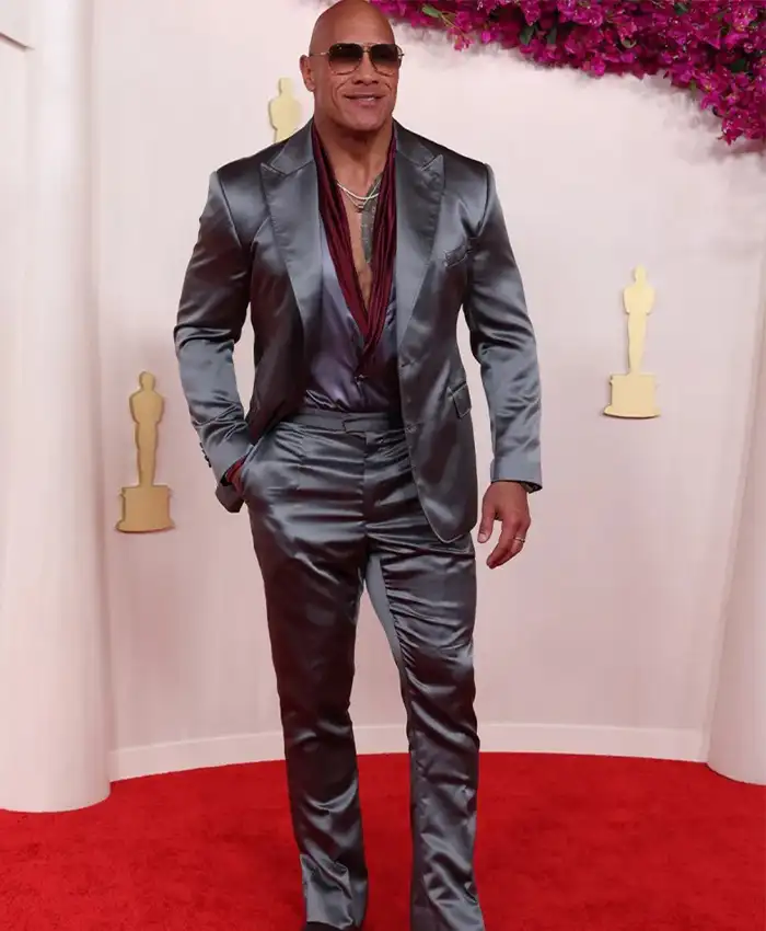 Oscar Award 2024 Dwayne Johnson Grey Metallic Suit