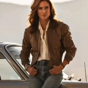 Penny Benjamin Top Gun Maverick Brown Satin Jacket