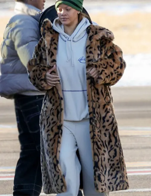 Rihanna Fur Long Coat For Sale