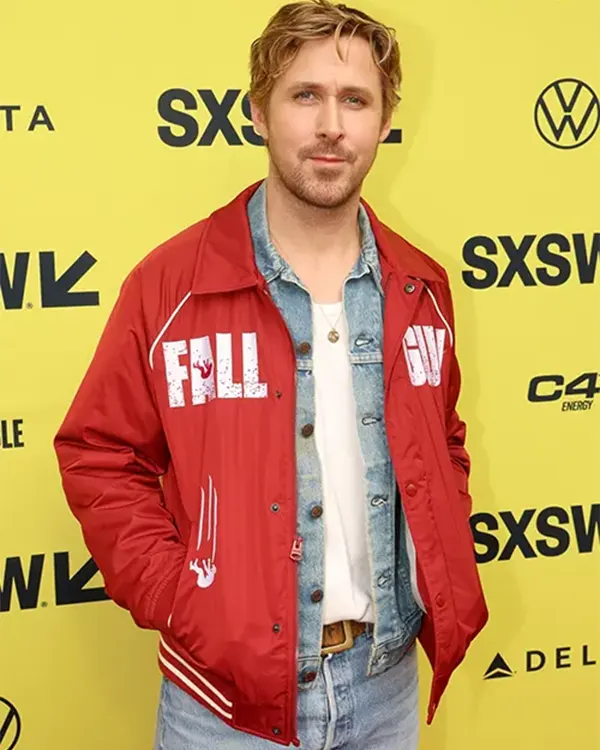 Ryan Gosling SXSW Fall Guy Red Bomber Jacket For Men