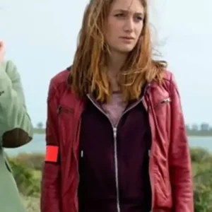 Samira Lachhab Candice Renoir Red Biker Leather Jacket