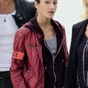 Samira Lachhab Candice Renoir Red Biker Leather Jacket For Sale