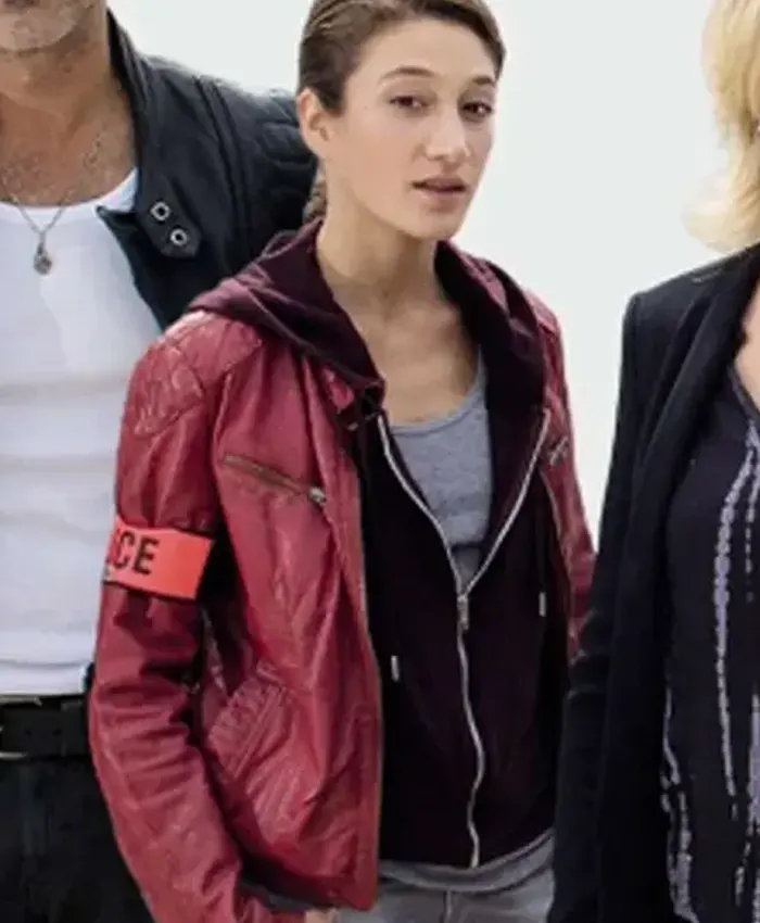 Samira Lachhab Candice Renoir Red Biker Leather Jacket For Sale