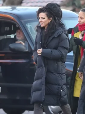 Shop Amy Winehouse Back To Black 2024 Hooded Puffer Coat
