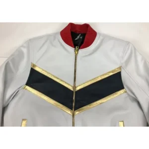 Shop Faux Leather Grey V Bomber Jacket