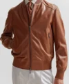 Shop Hugo Boss Leather Bomber Jacket