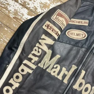 Shop Marlboro Vintage Leather Racing Black Leather Jacket
