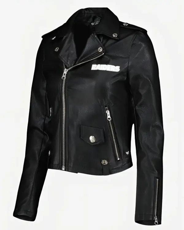 Shop NFL Las Vegas Raiders Black Biker Jacket