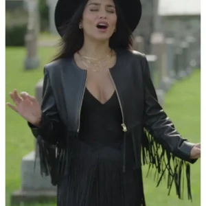 Shop Vanessa Hudgens French Girl 2024 Black Leather Jacket