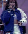 Singer Selena Quintanilla Blue Bomber Jacket front