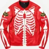 Skeleton Red Supreme Vanson Red Leather Jacket