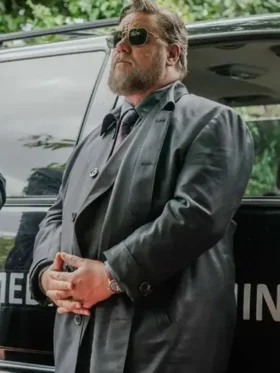 Sleeping Dogs 2024 Russell Crowe Black Leather Coat