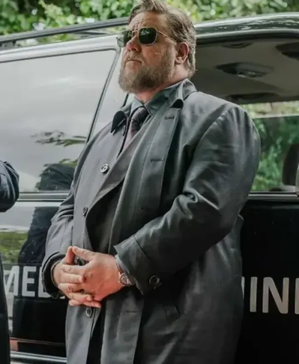 Sleeping Dogs 2024 Russell Crowe Black Leather Coat
