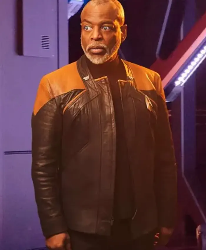 Star Trek Picard Geordi La Forge Black Leather Jacket