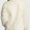Stephanie M Womens White Fur Jacket Back