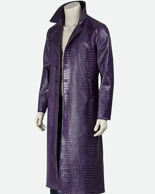 Suicide Squad Joker Purple Leather Coat For Sale