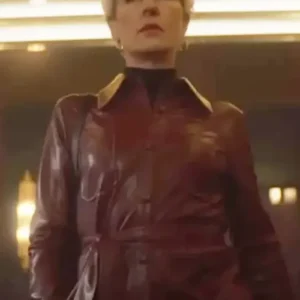 Tamsin Greig Sexy Beast 2024 Maroon Trench Coat