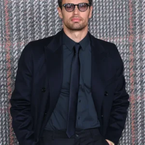 Theo James The Gentlemen 2024 Black Long Coat On Sale