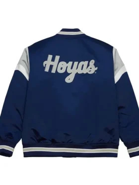 Tyler Georgetown University Heavyweight Navy Satin Jacket Back