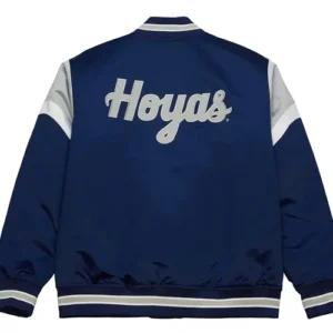 Tyler Georgetown University Heavyweight Navy Satin Jacket Back