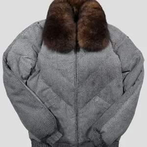 Unisex Elephant Print Grey V Bomber Jacket