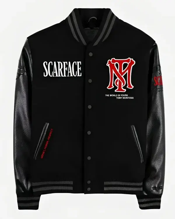 Unisex Scarface Black Varsity Jacket
