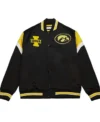 University of Iowa Heavyweight Black Satin Varsity Jacket