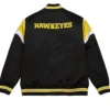University of Iowa Heavyweight Black Satin Varsity Jacket Back