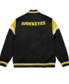 University of Iowa Heavyweight Black Satin Varsity Jacket Back