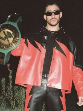 WWE Bad Bunny Kane Black and Red Leather Jacket