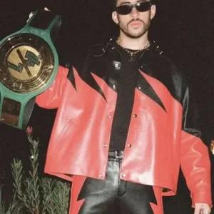 WWE Bad Bunny Kane Black and Red Leather Jacket