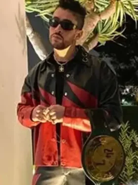 WWE Bad Bunny Kane Black and Red Leather Jacket For Men
