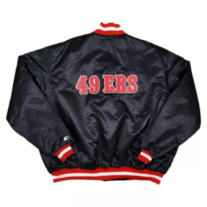 nfl san francisco 49ers varsity jacket black back