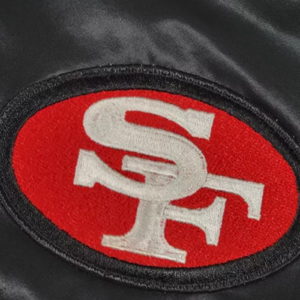 nfl san francisco 49ers varsity jacket black logo