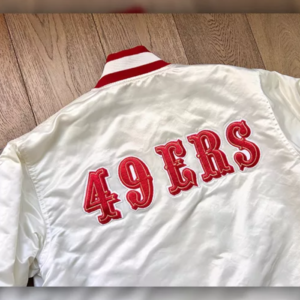 nfl san francisco 49ers varsity jacket logo white